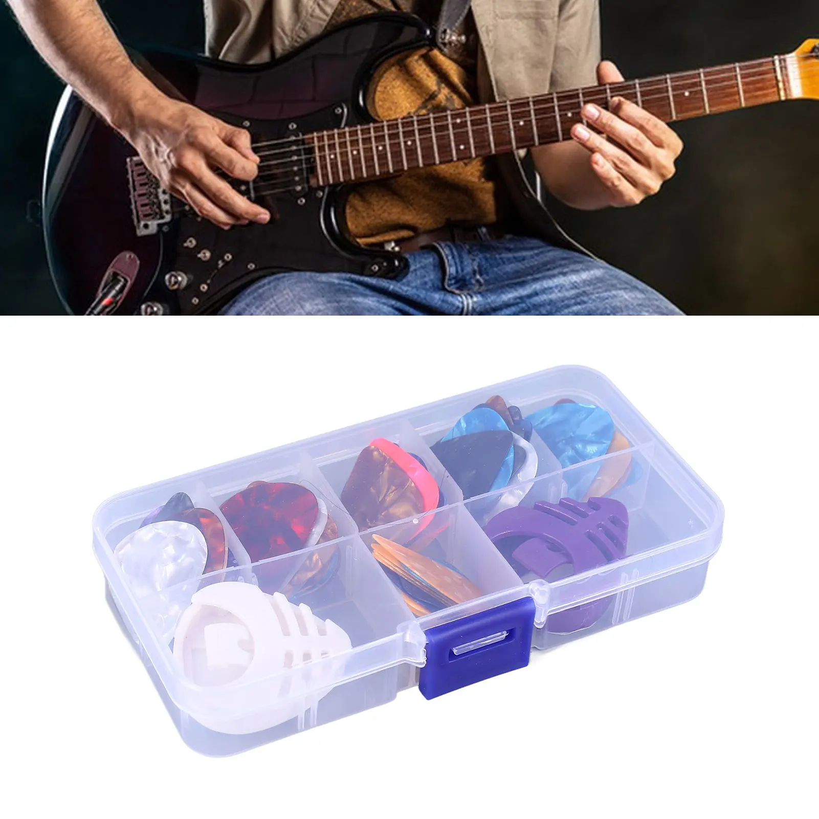 60 Adet Gitar Seçtikleri Renkli Selüloit Elektrik Akustik gitar Seçim Seti saklama kutusu