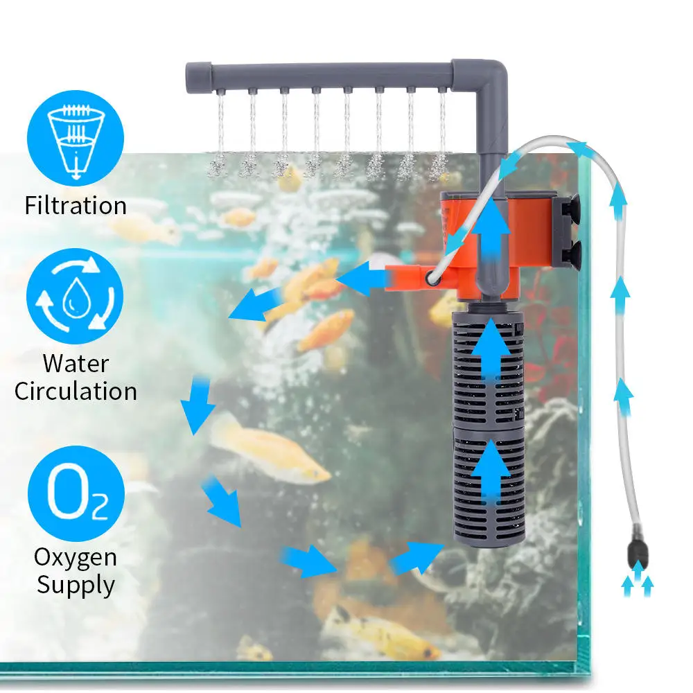 Akvaryum Aksesuarları Sirkülasyon oksijen filtresi Balık Tankı Ekipmanları Su Filtresi Mini Taşınabilir Değiştirin sünger Filtre Pompası