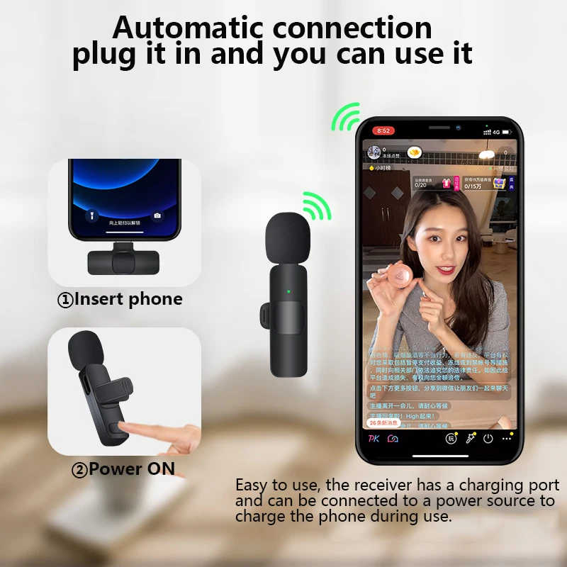 Kablosuz Gürültü Azaltma Yaka Mikrofon C Tipi Usb-C ıOS Bilgisayar Çekim Kısa Videolar Canlı Akış Blog Kayıt Mikrofon