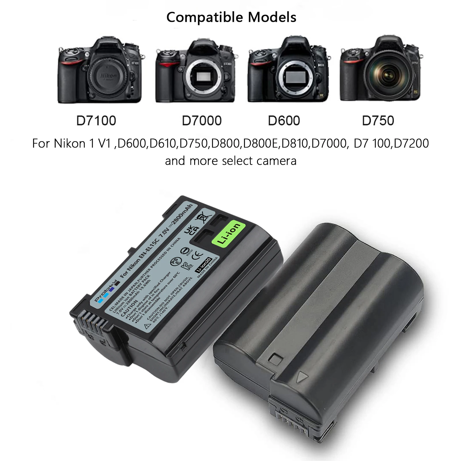 EN-EL15 EN EL15 EL15A EN-EL15C 2800 mAh Pil + LED USB şarj aleti Portu Nikon Z8, Z6, Z6 II, Z7, Z7II D780, D850, D7500, D500