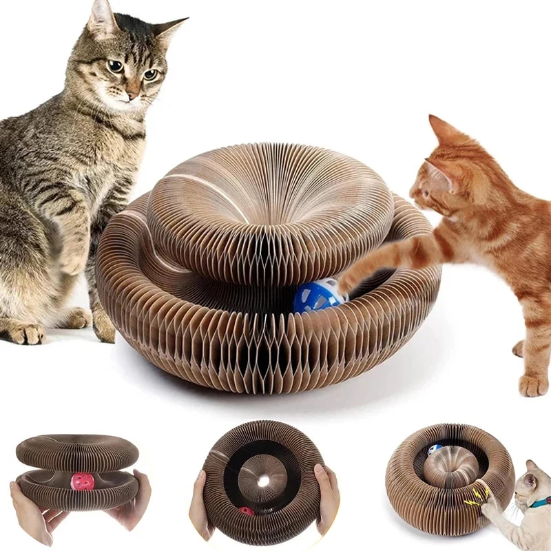 Sihirli Organ Kedi Oyuncak Kediler Scratcher tırmalama panosu Yuvarlak Oluklu tırmalama sütunu Oyuncaklar Kediler için Taşlama Pençe Kedi Aksesuarları