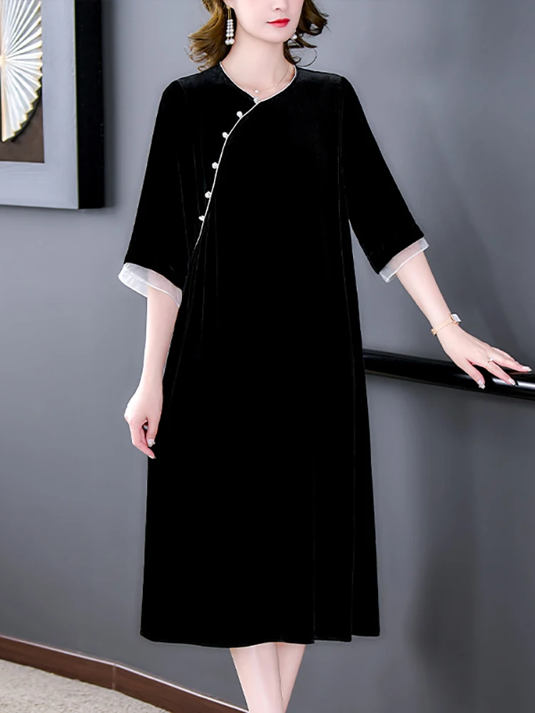 2023 Çiçek Kadife Uluslararası Marka Elbiseler Kadınlar Zarif Lüks Parti Akşam Elbise Sonbahar Kış Kore Vintage Balo Elbise