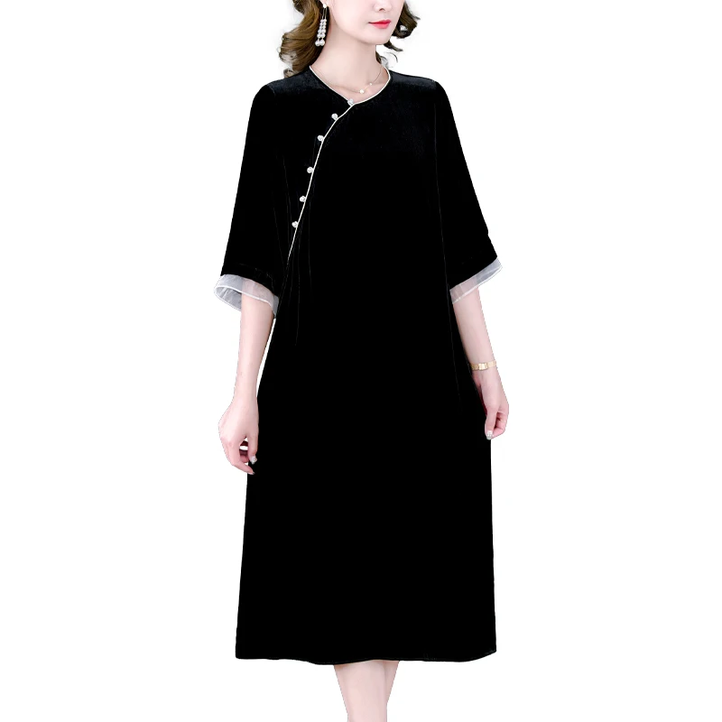 2023 Çiçek Kadife Uluslararası Marka Elbiseler Kadınlar Zarif Lüks Parti Akşam Elbise Sonbahar Kış Kore Vintage Balo Elbise