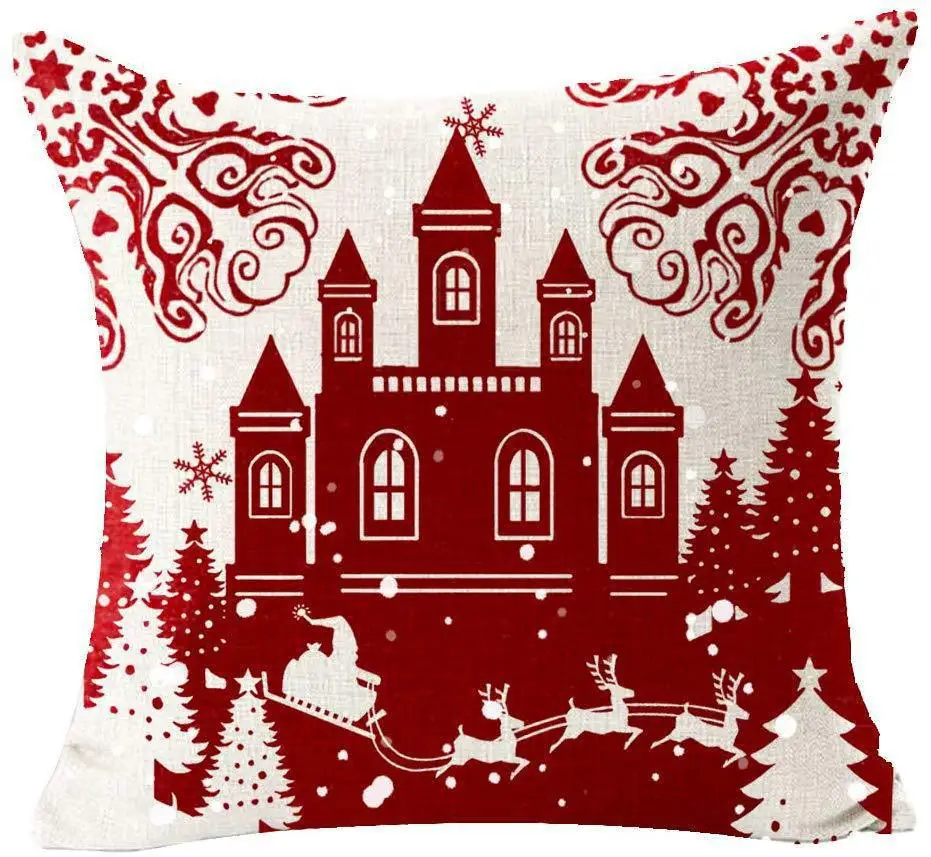 Yeni Noel Atmak Yastıklar Kapakları Dekoratif Kırmızı Mektup Elk Baskı Sandalye minder örtüsü Toptan Keten Yastık Kılıfı Ev Dekor