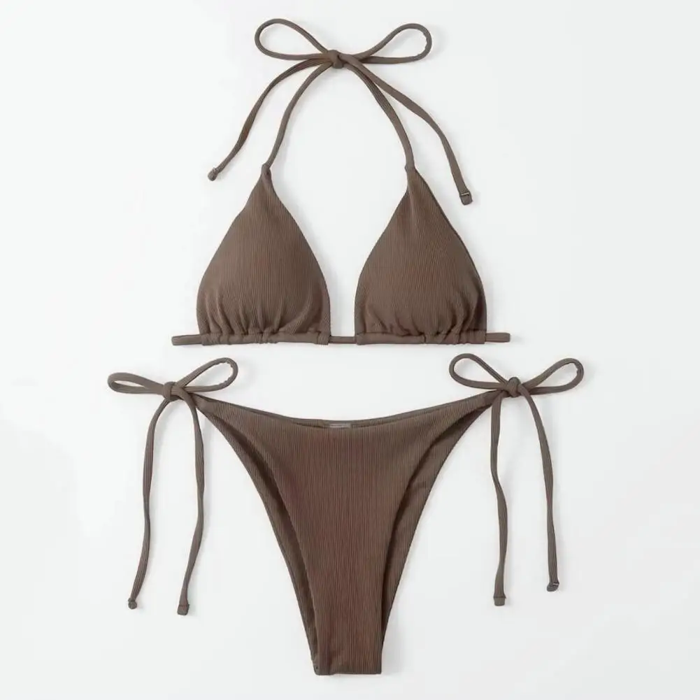 2 Adet / takım Göz çekici bikini seti Tel Ücretsiz Yıkanabilir Bölünmüş Mayo Seksi Üçgen Sutyen Bandaj Külot bikini seti