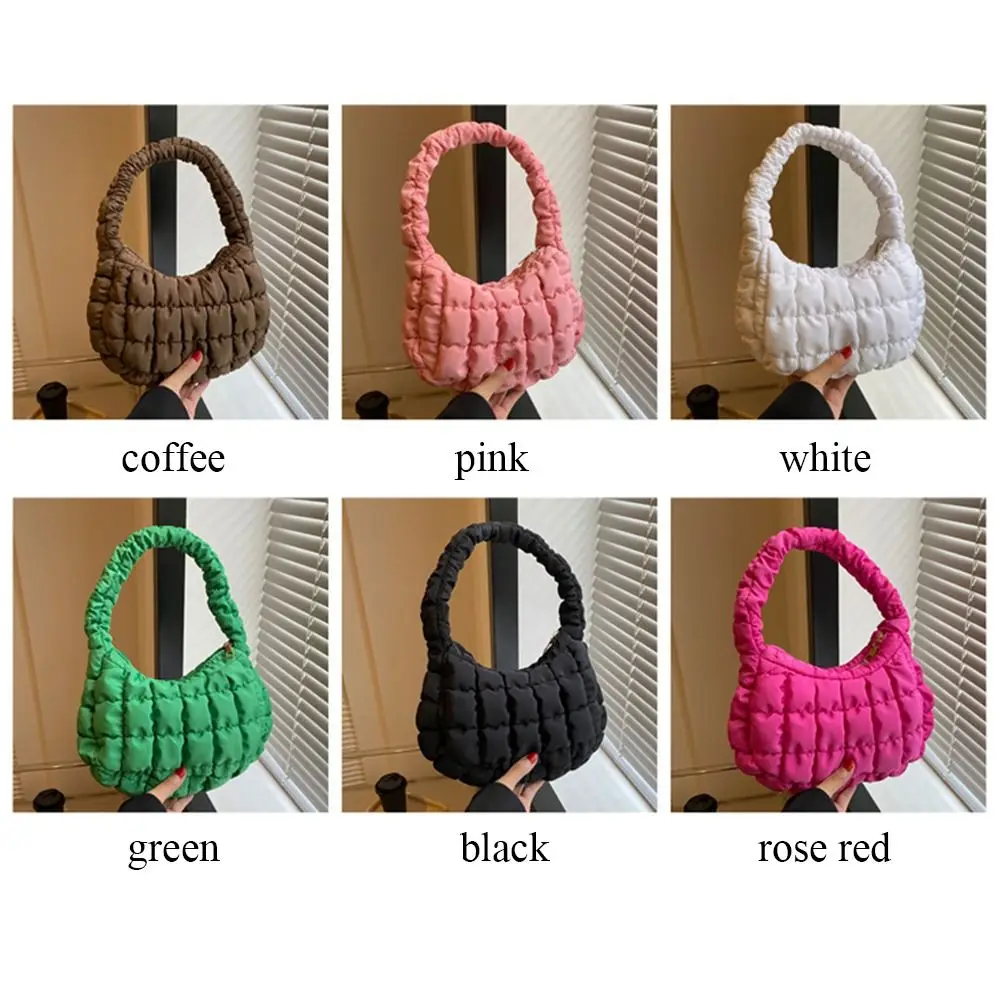Küçük Ekose omuz çantaları Moda Aşağı Pamuk Yastıklı Düz Renk Kabarık Çanta Hafif alışveriş çantası Kadın Kızlar