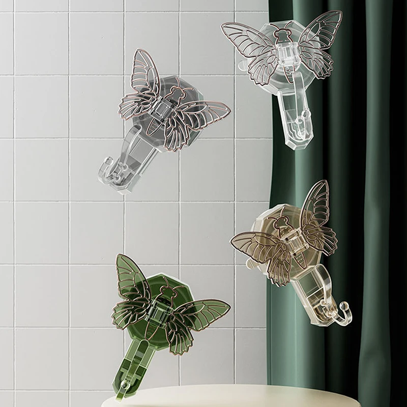 Kelebek Enayi Kanca Yaratıcı Yapışkan Kanca Banyo Duvar Asılı Raflar Çok Fonksiyonlu Olmayan Delikli Havlu Banyo Mutfak