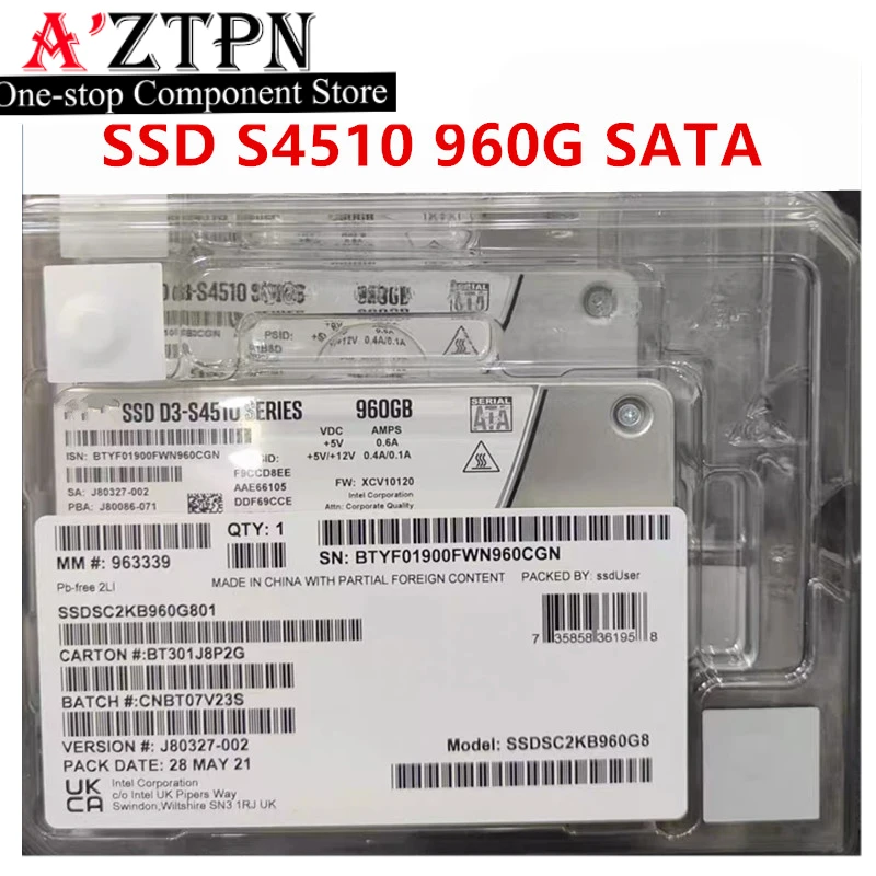 Orijinal SSD Intel S4510 960G SATA3. 0 arayüzü SSD masaüstü