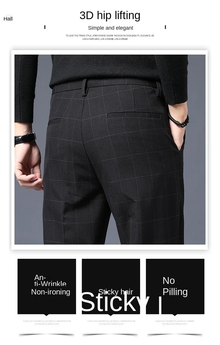 İlkbahar Sonbahar Takım Elbise Pantolon Erkekler Ofis İş Düz Düzenli Fit Kore Tarzı Elbise Ekose Pantolon Erkek Giysileri 2024