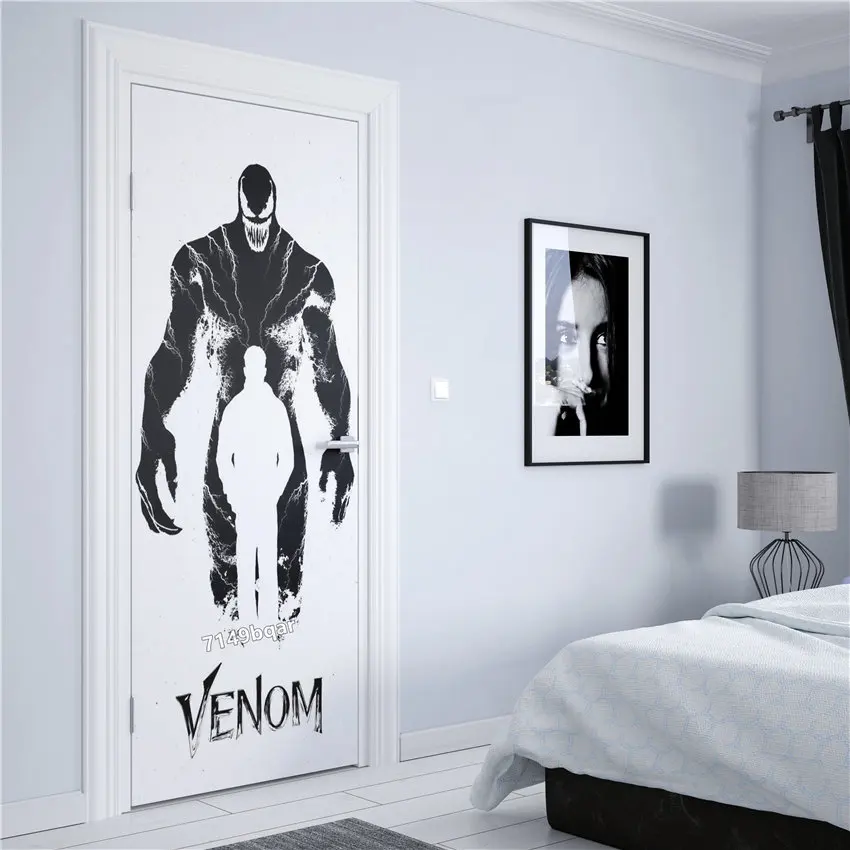 Marvel Süper kahraman Siyah Panter Örümcek Adam suluboya soyut tarzı Kreş Çocuk Odası kaliteli duvar sanatı yatak odası kapısı çıkartmalar
