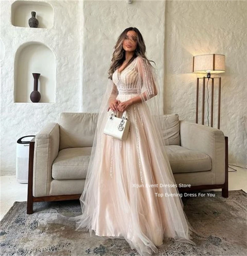 Xıjun Glitter V Boyun Abiye Uzun Gogerous Balo Elbise Payetli Örgün Balo Abiye Dubai Düğün Suudi Arabric Parti Kıyafeti