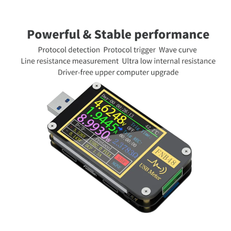 FNB48 PD tetik Voltmetre ampermetre Akım ve Voltmetre USB test cihazı QC4 + PD3. 0 2.0 PPS hızlı şarj protokolü kapasite testi
