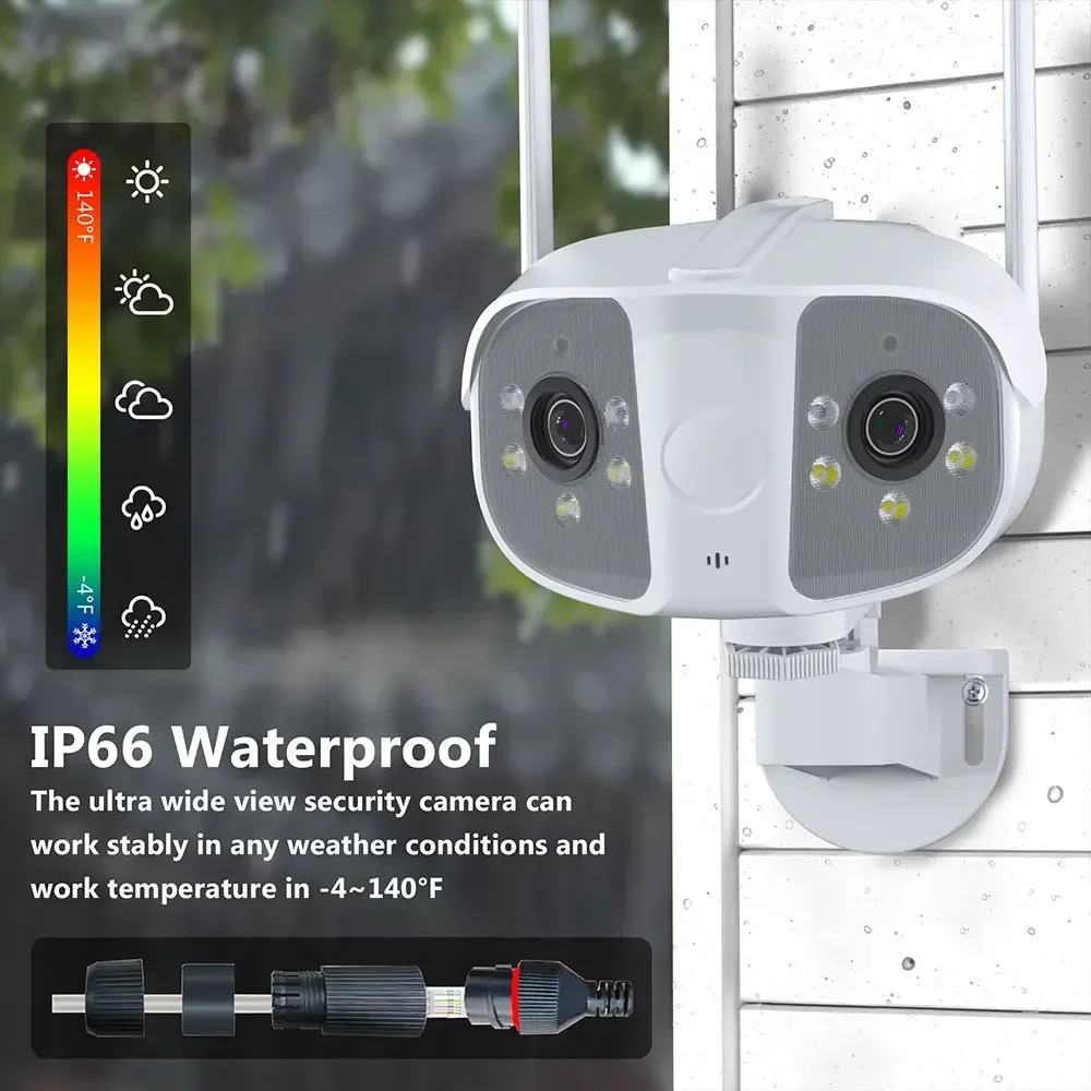 4K 8MP Çift Lens Panoramik WİFİ Kamera 180 ° Geniş Görüş Açısı AI İnsan Algılama 4MP IPC360 Ev Gözetleme CCTV IP Kamera