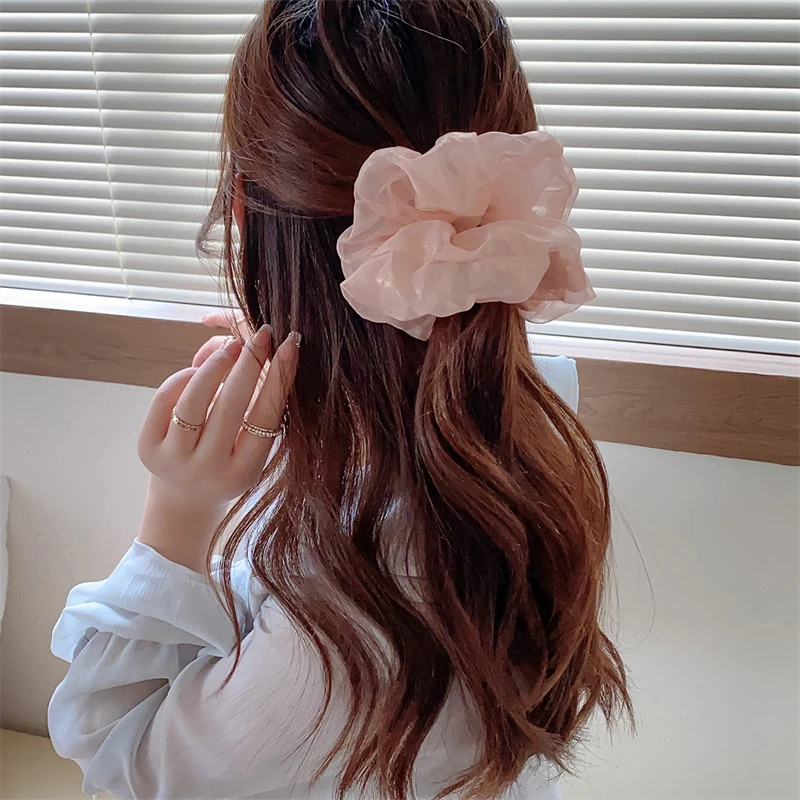 Yaz Parlak Organze Saç Scrunchies Kadın Elastik saç bantları Kore Zarif At Kuyruğu Tutucu lastik bantlar saç aksesuarları