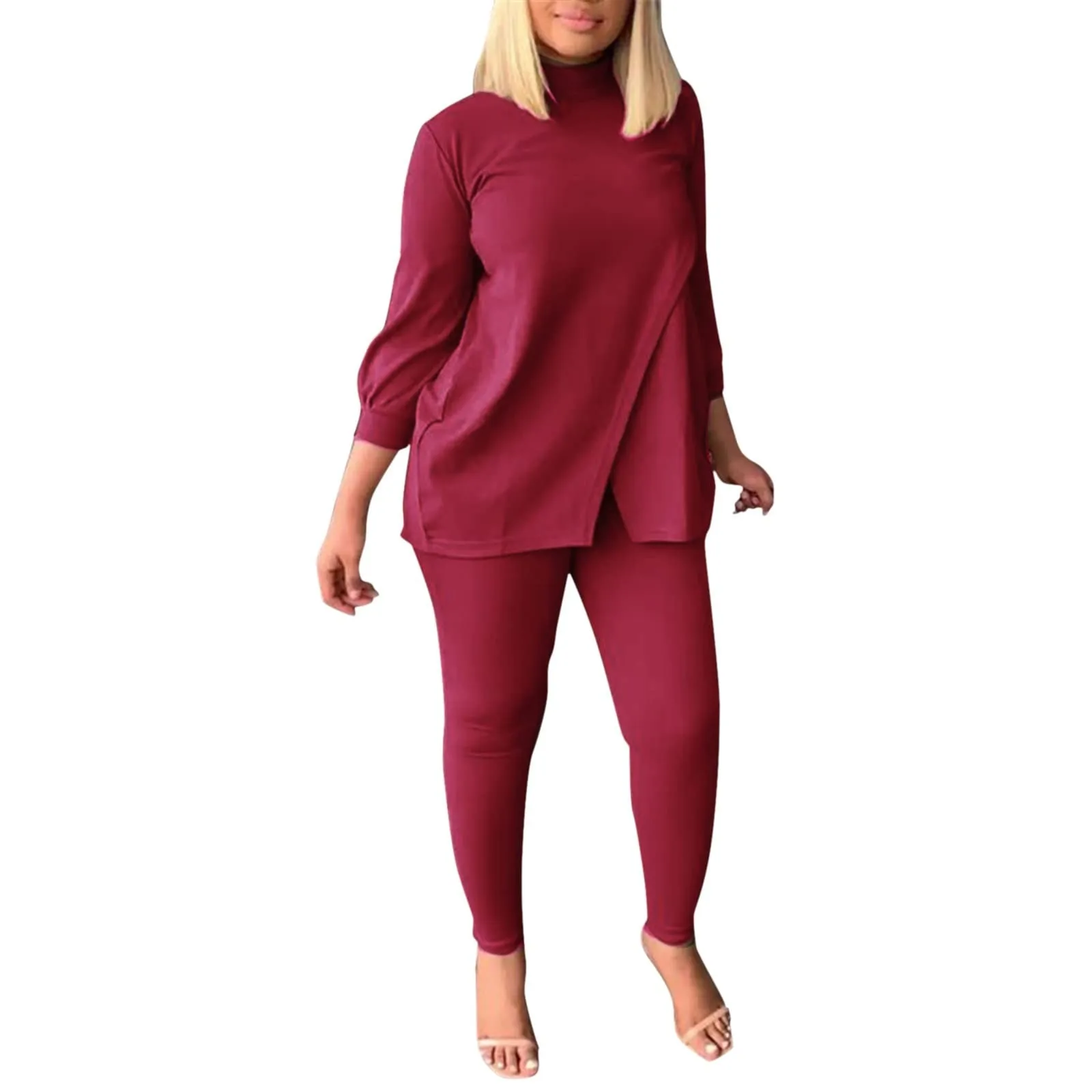 2023 Kadın Yaz Takım Elbise Yeni Düzensiz hem + harem pantolon İki parçalı set Kadın Tüm Maç Düz renk 2 parçalı set 4XL