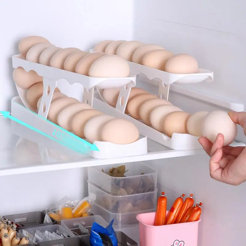 Otomatik Yumurta Rulo saklama kutusu Buzdolabı Yerden Tasarruf Sağlayan Otomatik Haddeleme Yumurta Tepsisi Masaüstü Kiler Dolabı Tezgah