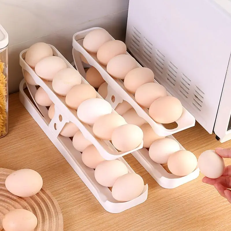 Otomatik Yumurta Rulo saklama kutusu Buzdolabı Yerden Tasarruf Sağlayan Otomatik Haddeleme Yumurta Tepsisi Masaüstü Kiler Dolabı Tezgah
