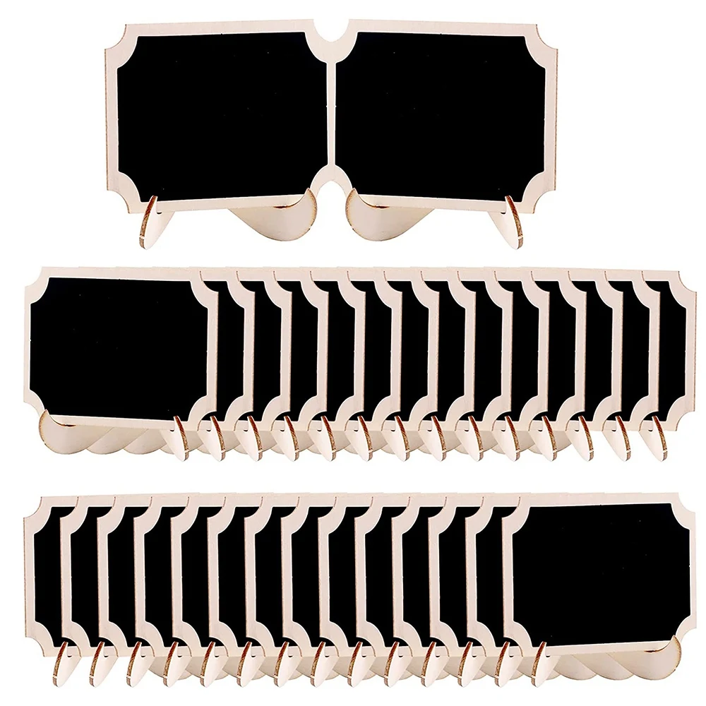 30 Adet Mini Kara Tahta İşareti Gıda Etiketleri için Parti Büfe, Ahşap Küçük yazı tahtası İşaretleri (Dikdörtgen Çentik )