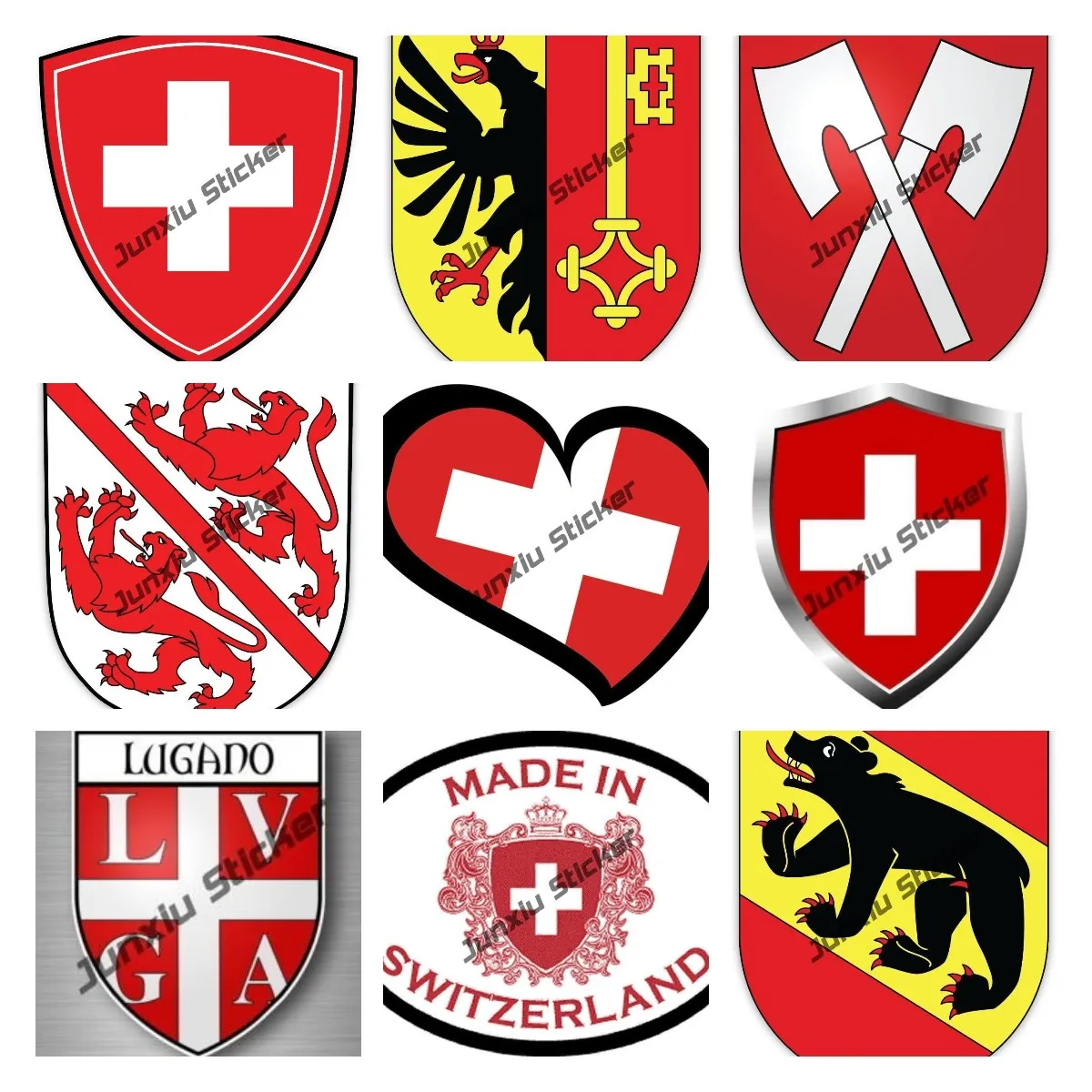 Cenevre Genf arması İsviçre Sticker Yaratıcı İsviçre Ulusal Kalkan Bayrağı Sticker Vinil Çıkartması Güneş Koruyucu Araba Aksesuarları