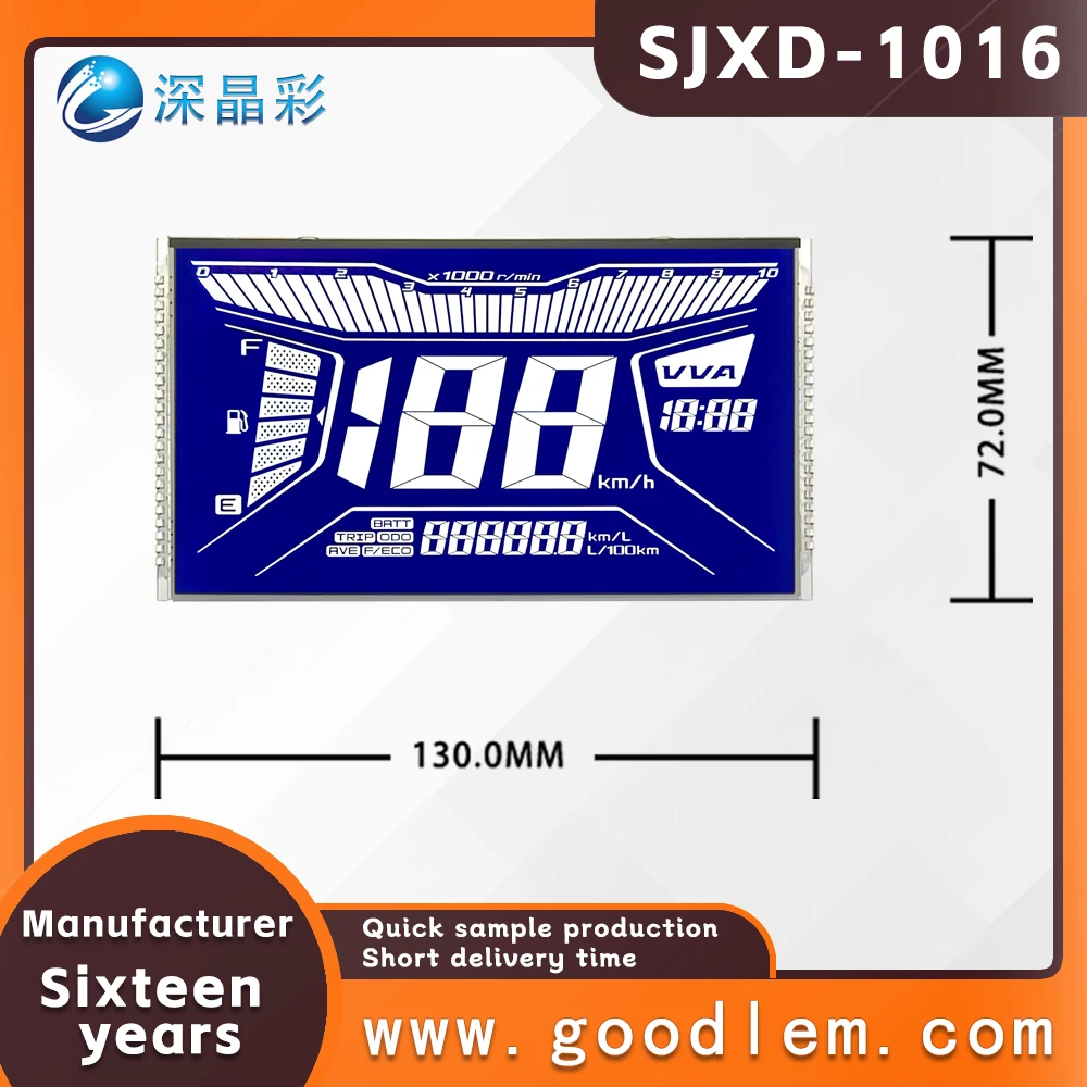 Araca monteli motosiklet LCD ekran SJXD1016 HTN negatif Segmentli dijital LCD ekran 4.5 V güç kaynağı