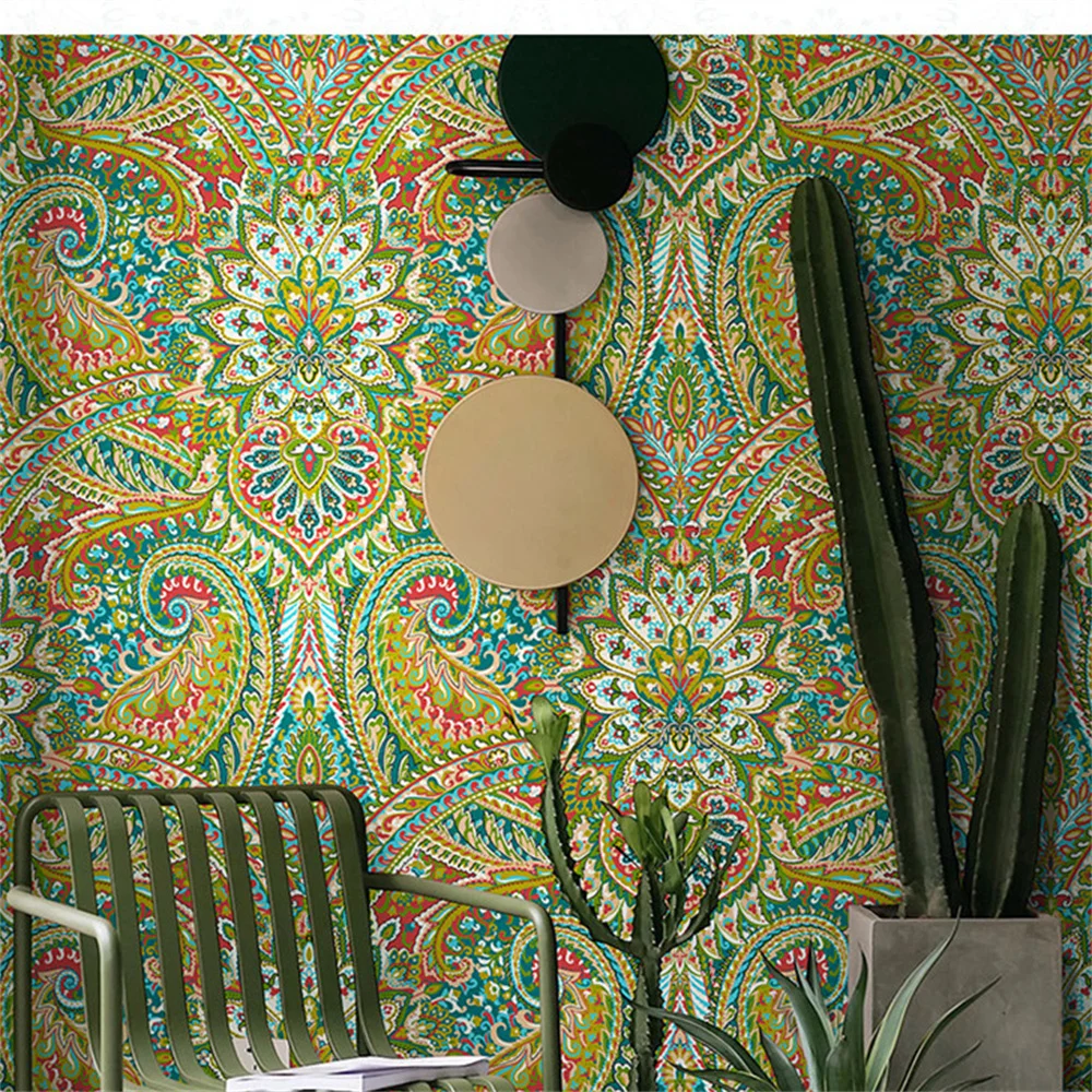 10 M İskandinav tarzı egzotik Bohemian tavuskuşu mavi yeşil duvar kağıdı düz ışık lüks yatak odası restoran oturma odası duvar kağıdı