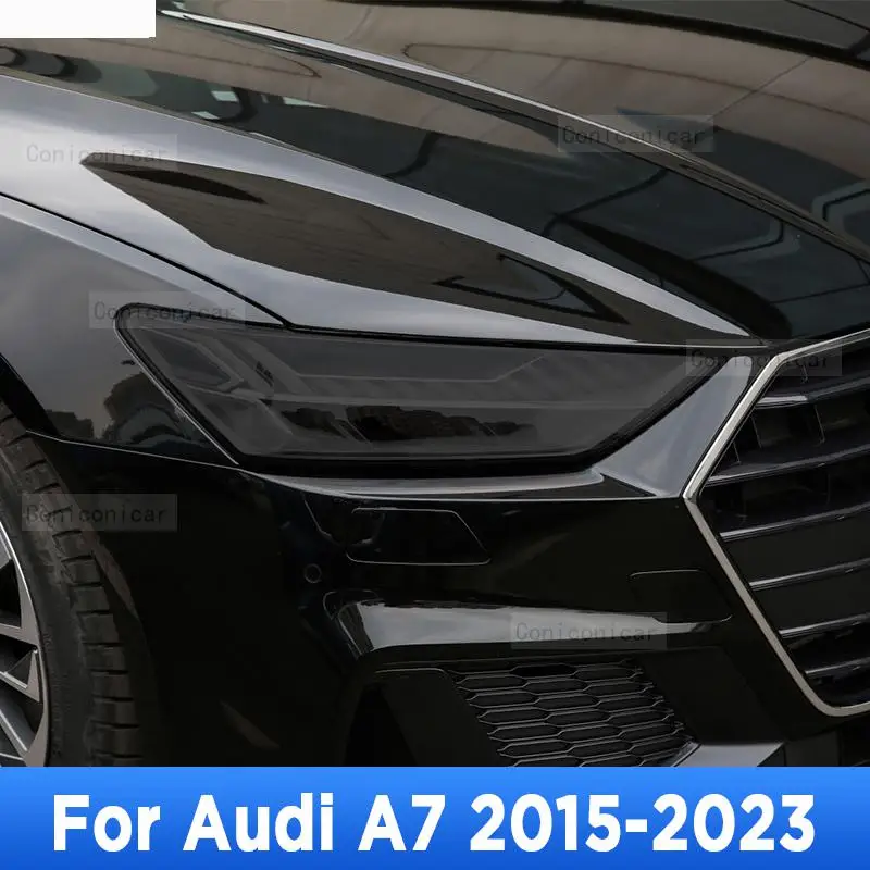 Araba Far Tonu Anti-Scratch Füme Siyah Kapak koruyucu film TPU Çıkartmalar Audi A7 2015-2023 Tamir Aksesuarları