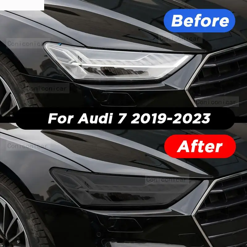 Araba Far Tonu Anti-Scratch Füme Siyah Kapak koruyucu film TPU Çıkartmalar Audi A7 2015-2023 Tamir Aksesuarları