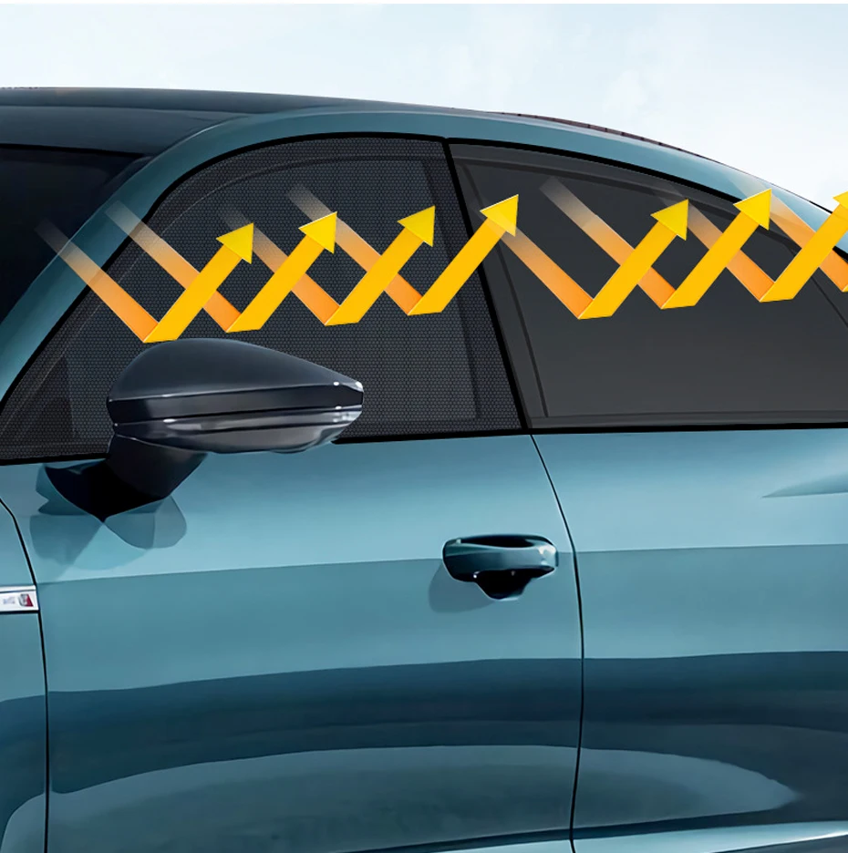 2 adet Araba Güneş Gölge Şekillendirici Aksesuarları Otomatik UV Koruma Perde Yan Pencere Güneşlik Örgü Güneşlik Koruma Cam Filmleri