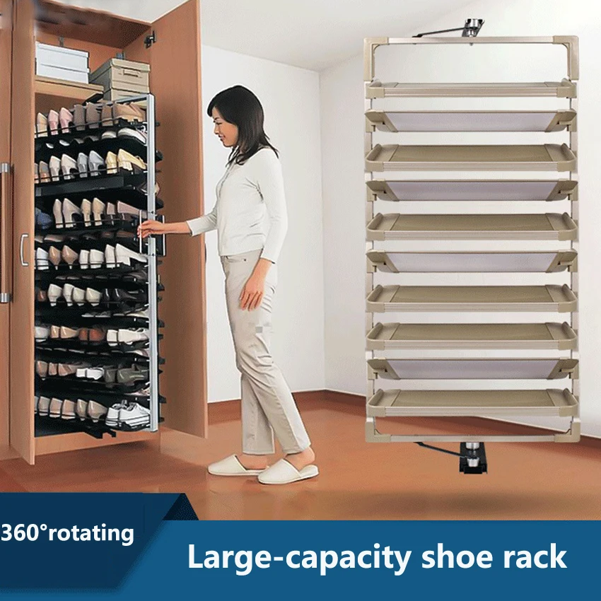 Ayakkabı Rafı 360° Dönen Yüksekliği Ayarlanabilir Alüminyum Alaşımlı Ayakkabı dolabı Raf Döner Ayakkabı Dolabı Donanım Seti Özelleştirilebilir
