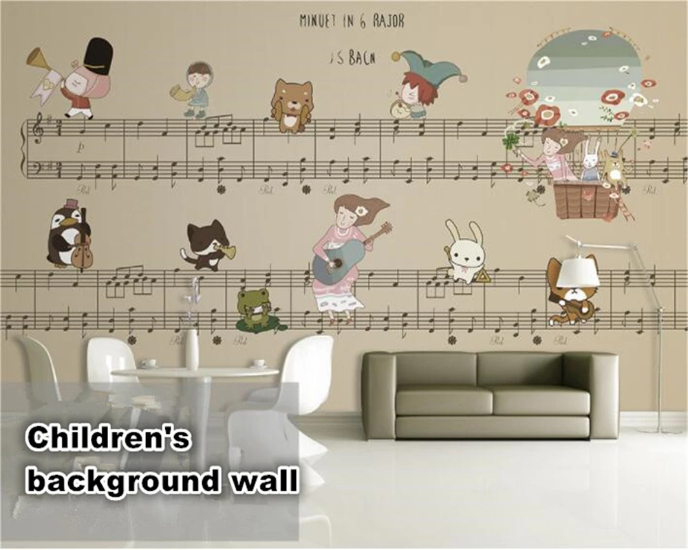 beibehang papel de parede duvar kağıdı hudas güzellik duvar kağıt Elle çizilmiş karikatür müzik arka plan duvar dekoratif boyama