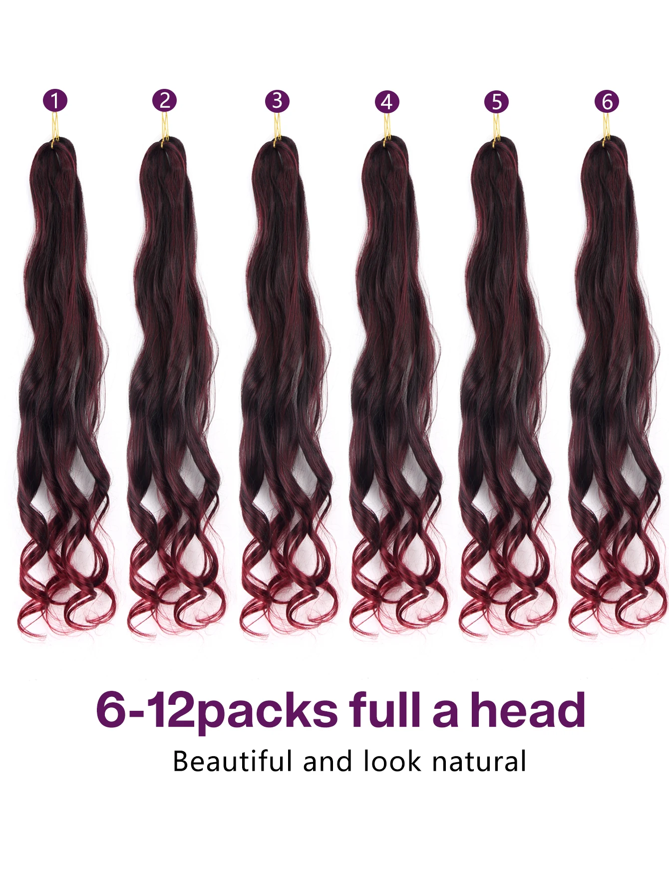 Fransız Kıvırcık Tığ örgü saç 26 İnç Sentetik Gevşek Dalga Ombre Örgüler Saç Kadınlar için Bukleler Önceden Gerilmiş saç ekleme
