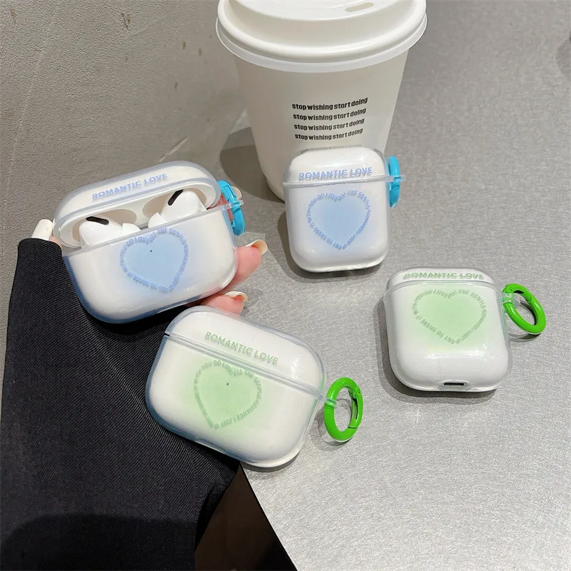 Ins Degrade Renkli Kalp kulaklık kutusu Apple Airpods İçin Pro Kablosuz Kulaklık Kapağı Airpods İçin 3 2 1 Kulaklık Yumuşak TPU Kutusu