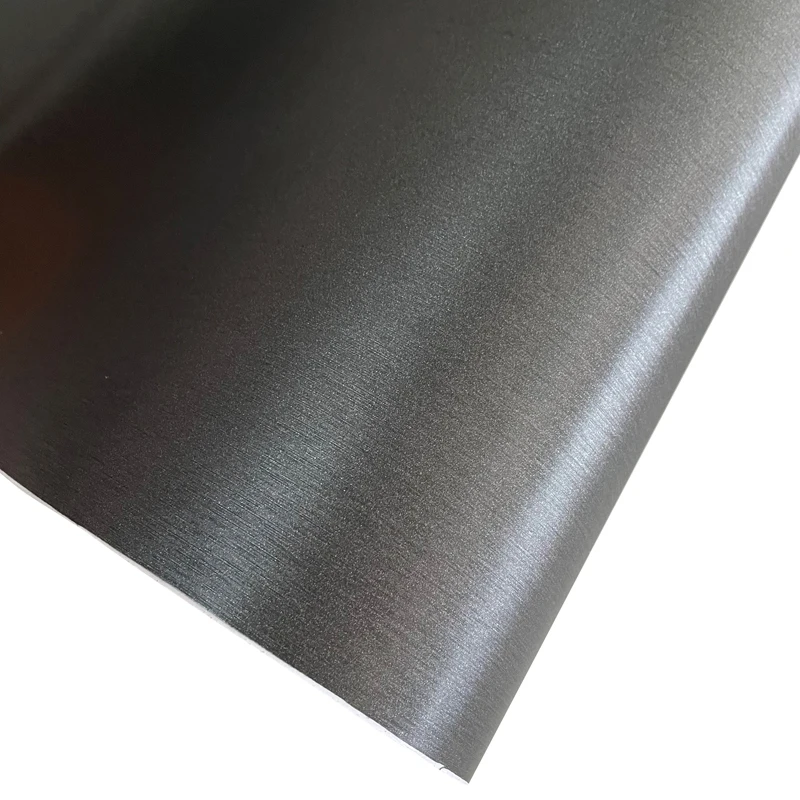 50x300cm Tunç Gri Fırçalanmış Alüminyum Çelik Vinil Wrap Rulo Yapışkanlı çıkartma Hava Tahliye Filmi