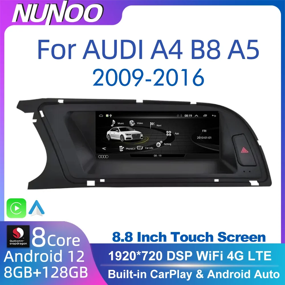 Android 12 8 + 256GB Araba Radyo Ekran Oynatıcı Audi A4 B8 A5 2008-2017 MMI GPS Navi Multimedya Stereo WIFI 4G Google CarPlay