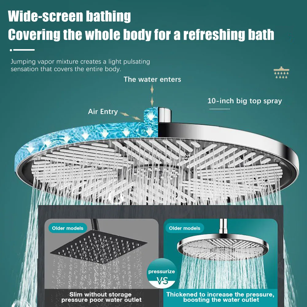 10 inç Büyük Panel Yağış Duş Başlığı G 1/2 Standart Arayüz (2 cm) yüksek Basınçlı Duş Başlığı Su Tasarrufu Banyo Aksesuarları
