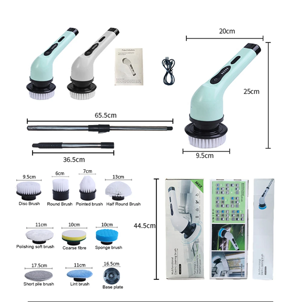 9-in-1 Kablosuz Elektrikli Temizleme Fırçası Çok Fonksiyonlu banyo penceresi Mutfak Otomotiv Ev Döner Temizleme Makinesi