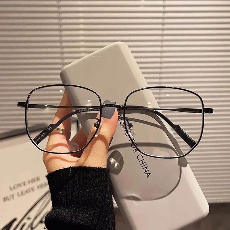 Vintage büyük çerçeve Metal eksi Diyoptri gözlük moda şeffaf miyopi gözlük reçete gözlük mavi ışık engelleme kadınlar için
