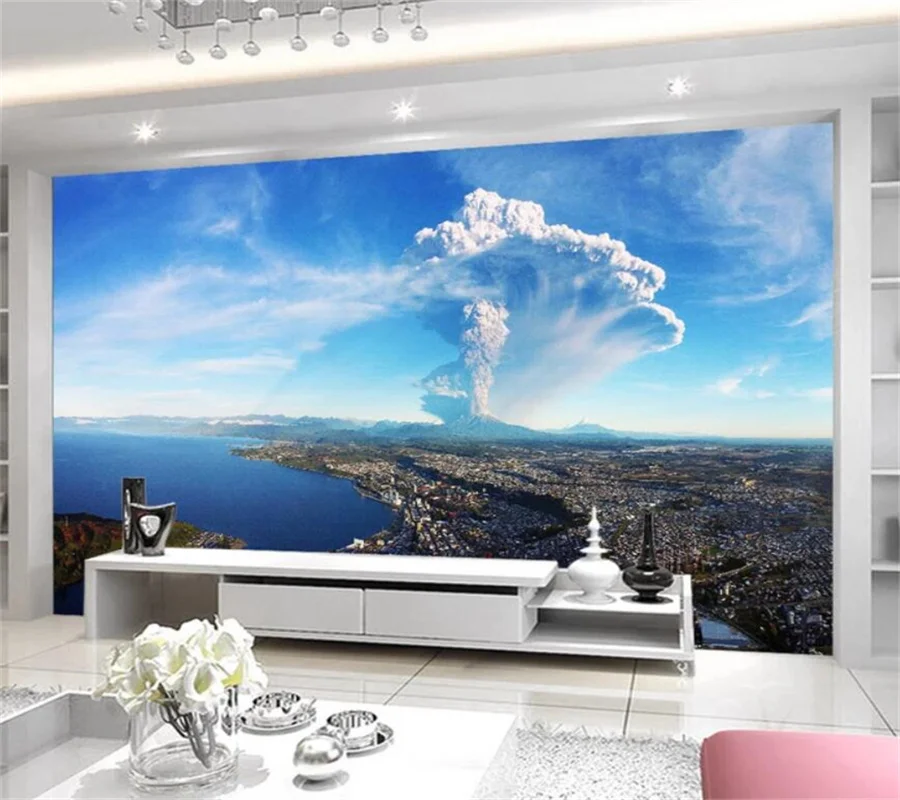 Özel duvar kağıdı 3d duvar Güney Pasifik volkanik patlama anında manzara şok gerçek çekim TV arka plan duvar kağıtları ev dekor