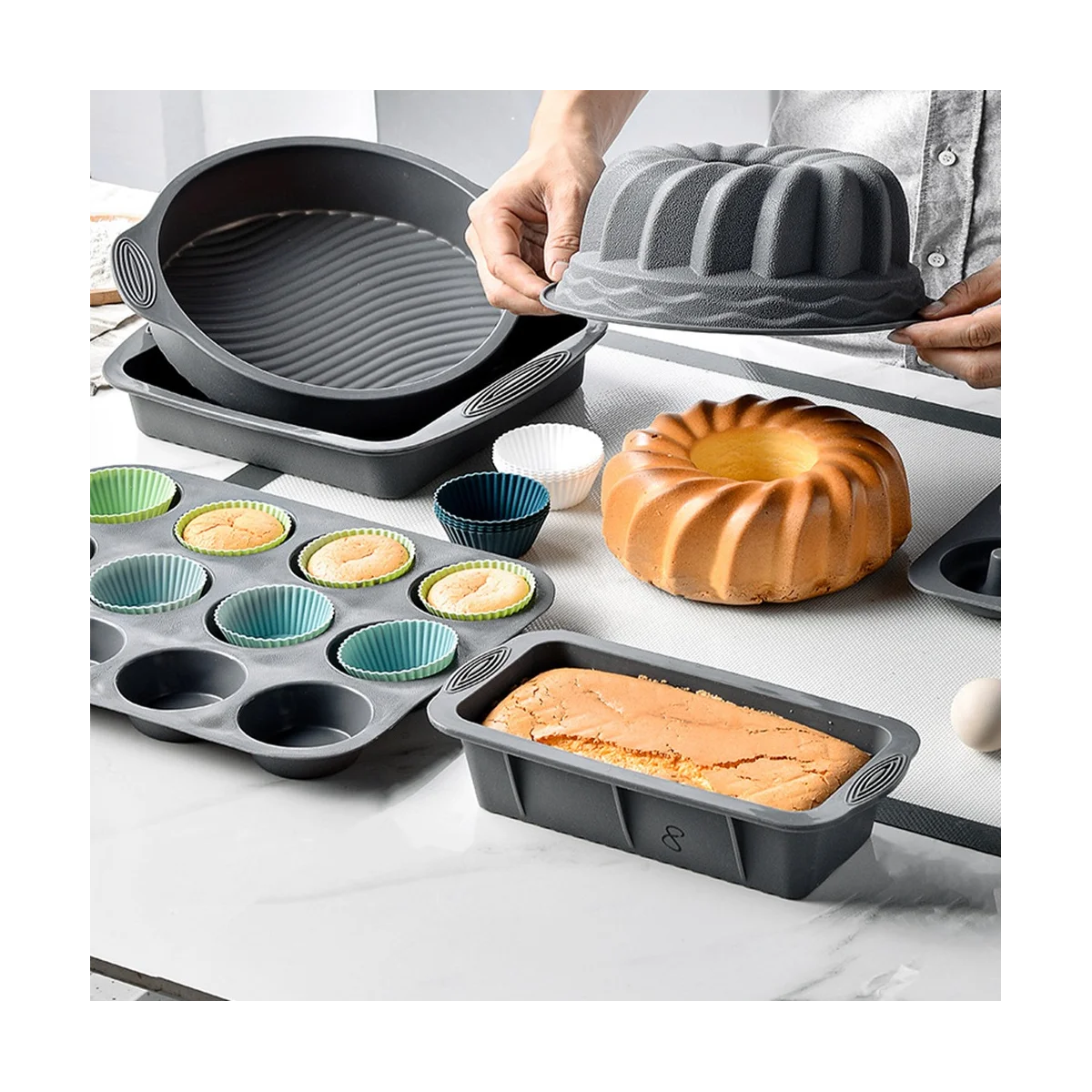 Silikon Pişirme Kapları, Yeniden Kullanılabilir Cupcake Gömlekleri, 48 Paket Kek Kalıpları, Standart Boy Muffin Gömlekleri, Bulaşık Makinesinde Yıkanabilir