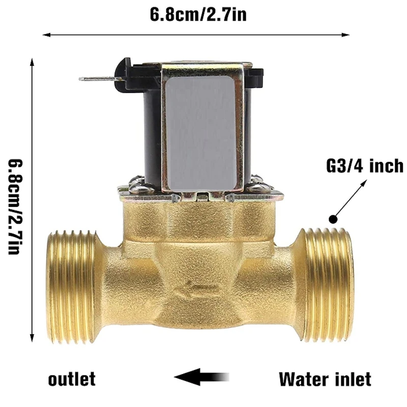 Su Vanası Anahtarı G3/4 inç Su ısıtıcı için Pirinç Solenoid Valf