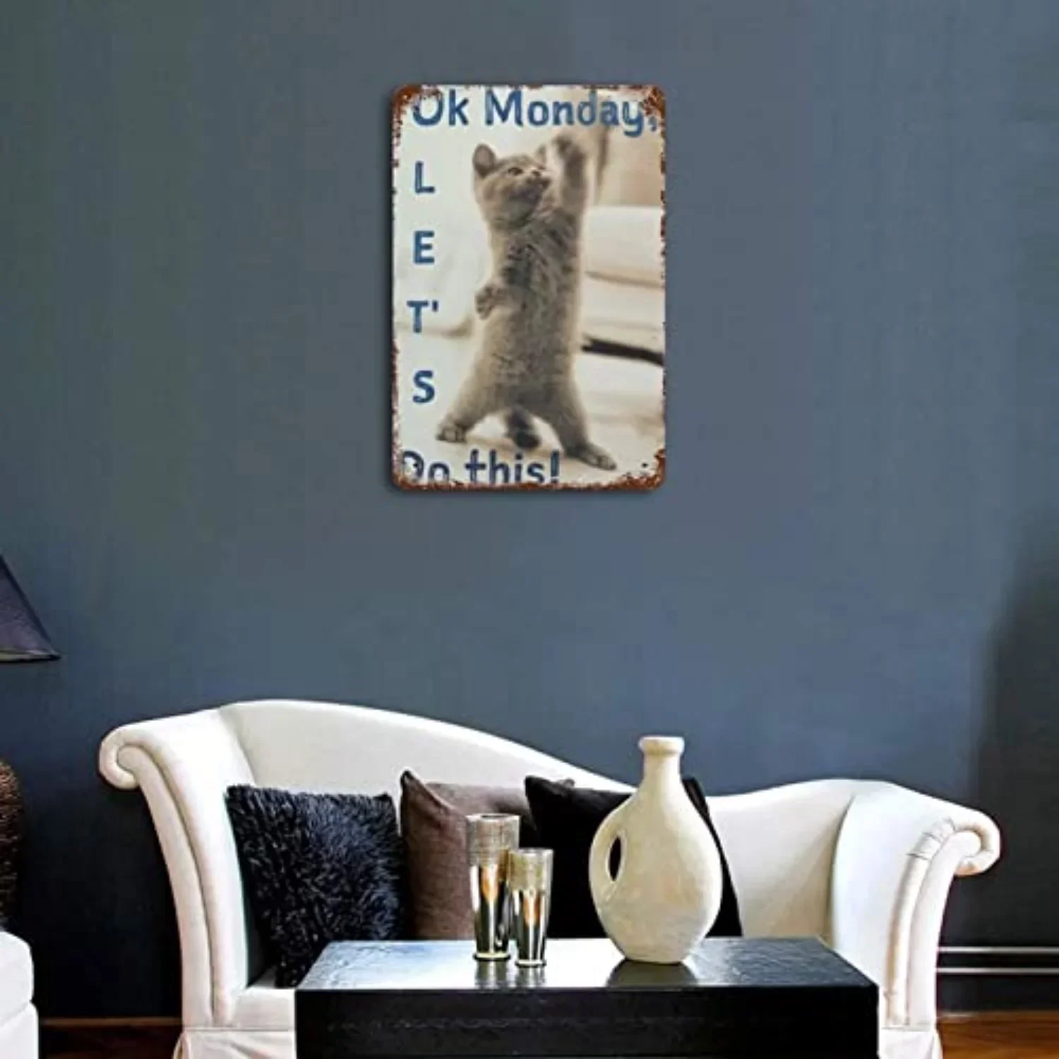 Mavi Kedi, Süt Kedi, Metal Tabela, Demir Boyama, Duvar Dekorasyonu, Aile Mutfak, Bar Odası Retro Poster Plak Pet duvar dekorasyon