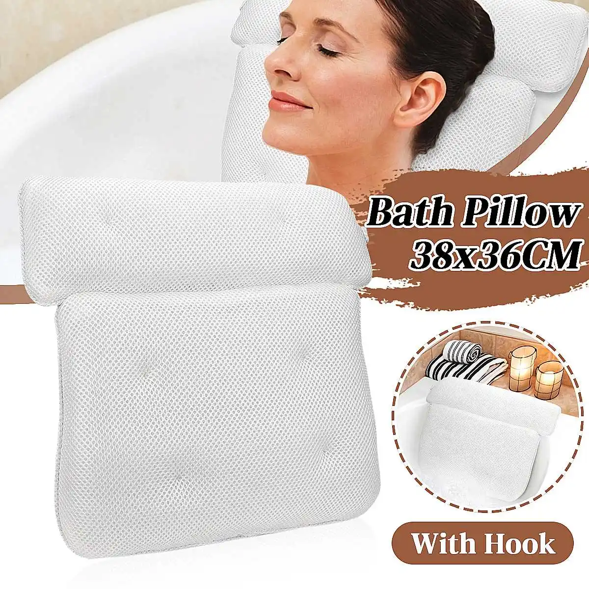 Banyo yastığı Kaymaz 5D Hava Mesh Küvet SPA Yastık Kafalık Vantuz ile Baş Boyun Geri Omuz Desteği banyo havlusu