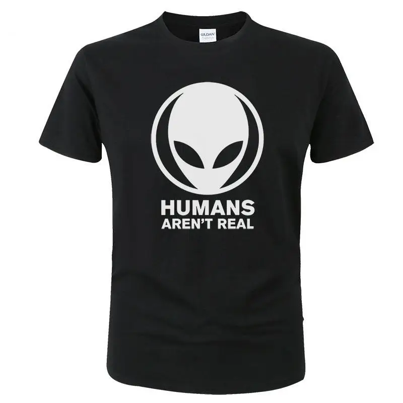 2020 Sıcak Komik İnsanlar değil Gerçek Alien T - Shirt Erkekler Yaz Kısa Kollu Pamuklu T Shirt Serin Baskılı Tees moda üst giyim Erkek C130
