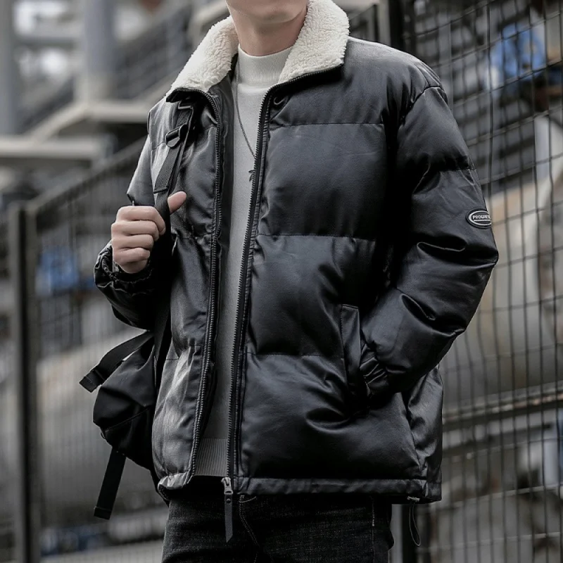 Sıcak winterfashionable2023 yeni erkek sonbahar kış pamuk dolgulu ceket gevşek ulusal moda kalın sıcak ve modaya uygun moda PU le