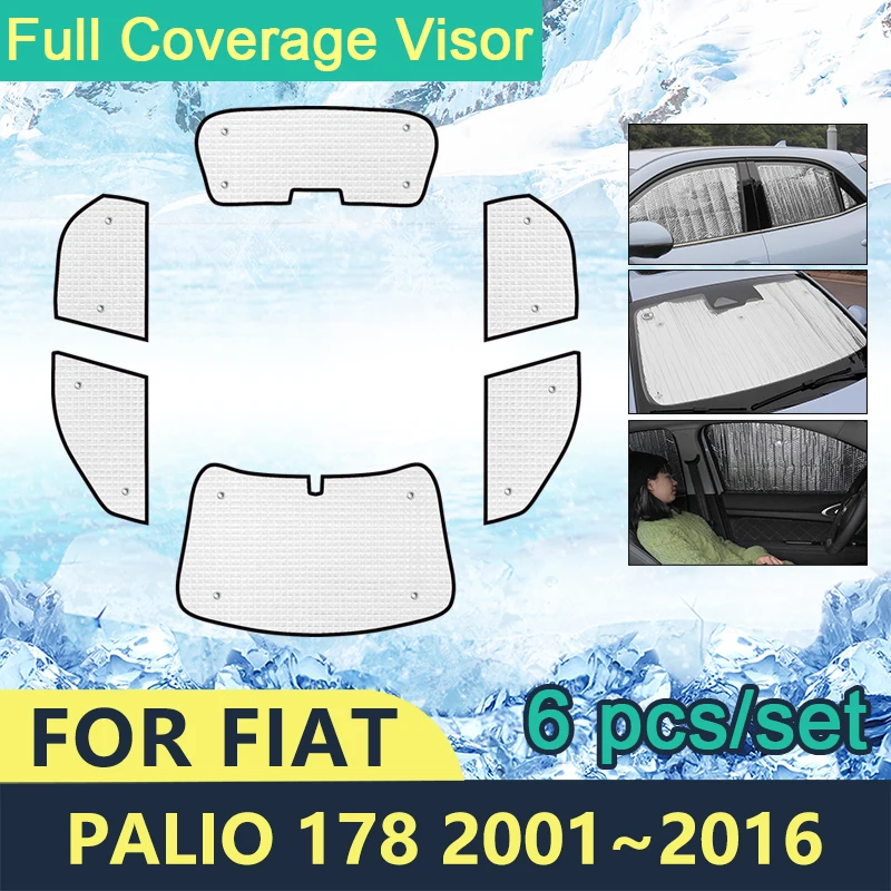 Tam Kapak Güneş Şemsiyeleri Fiat Palio 178 İçin 2001~2016 Araba Ön Camları Aksesuarları Visor Yan Güneş Koruma 2015 2014 2013 2012