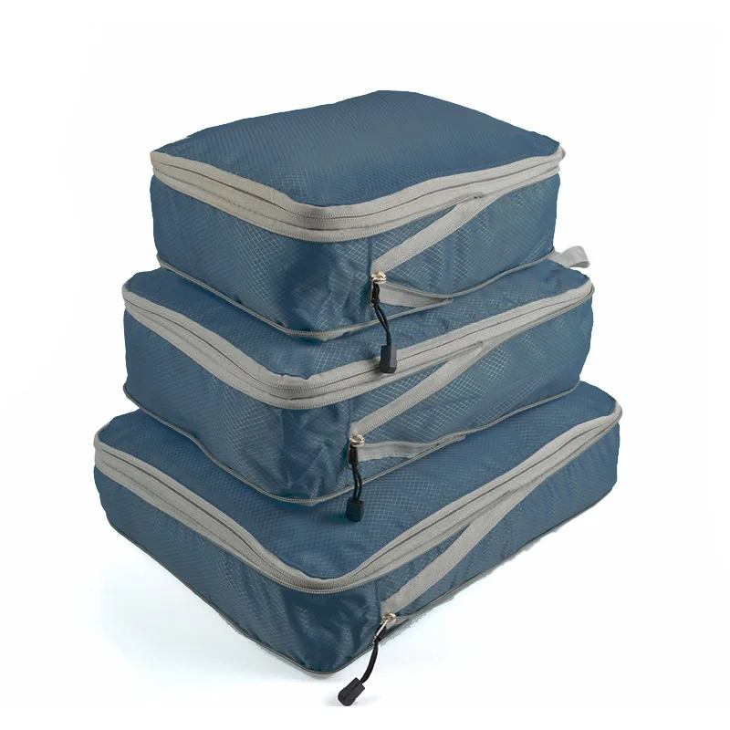 3 ADET 1 Takım Seyahat Saklama Çantası Sıkıştırılabilir Ambalaj Küpleri Katlanabilir Su Geçirmez Bavul Naylon Taşınabilir Çanta Bagaj Organizatör