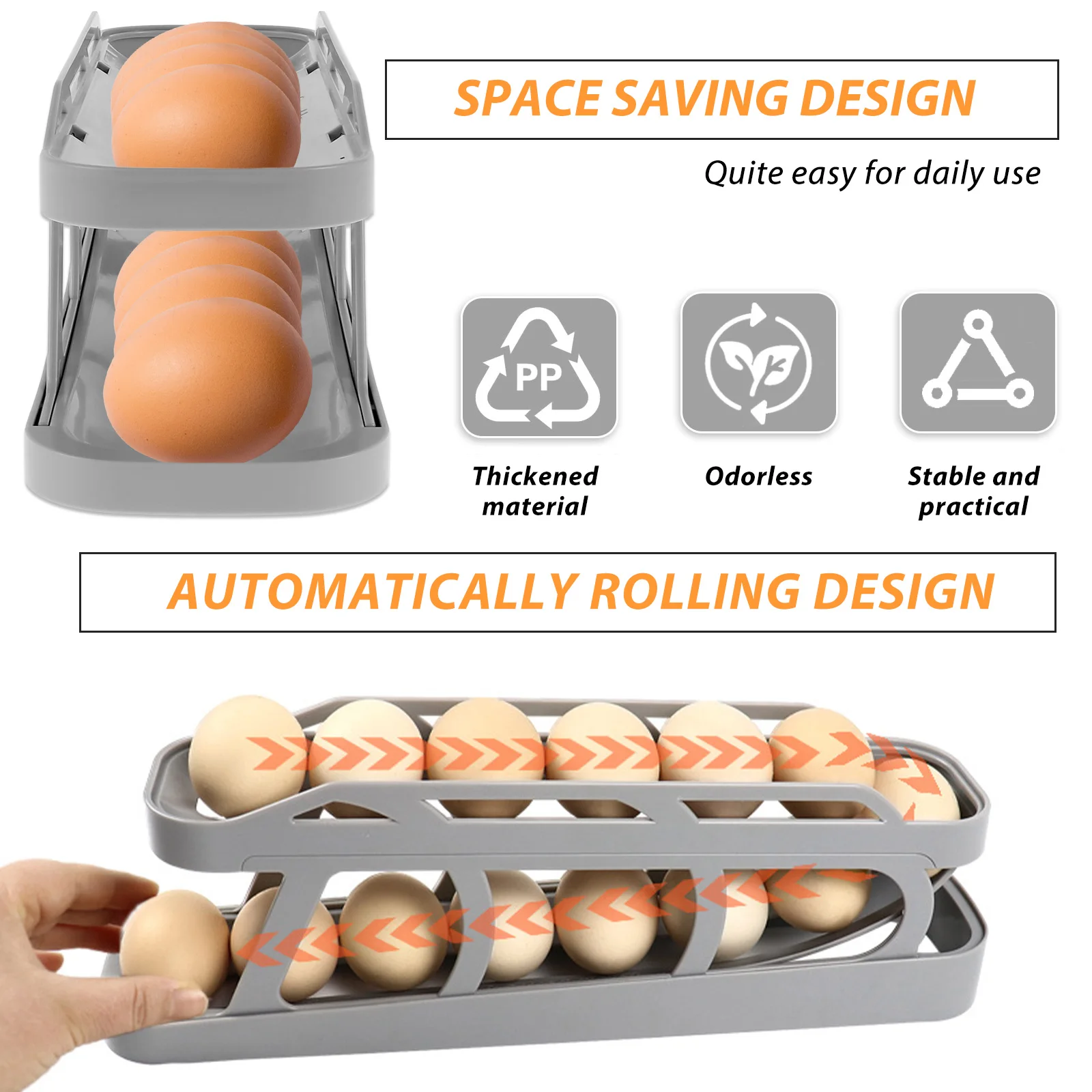 2 Katmanlı Otomatik Haddeleme Yumurta Tutucu Buzdolabı Yumurta Saklama Kabı Yerden Tasarruf Sağlayan Yumurta Dağıtıcı Organizatör Ev Mutfak için