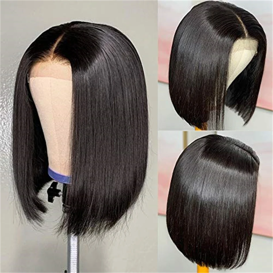 HC HD Dantel Kısa Düz Bob Peruk Brezilyalı İnsan Saçı Peruk Şeffaf 5x1 T Kısmı Dantel Peruk Kadınlar İçin Doğal Saç Peruk Satış