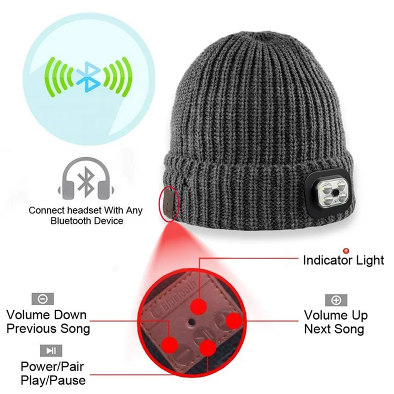 Kış Bluetooth Kulaklıklar Unisex LED Şapka Sıcak Bere Kap Kablosuz Stereo Müzik mikrofonlu kulaklık Desteği Karartma Xiaomi