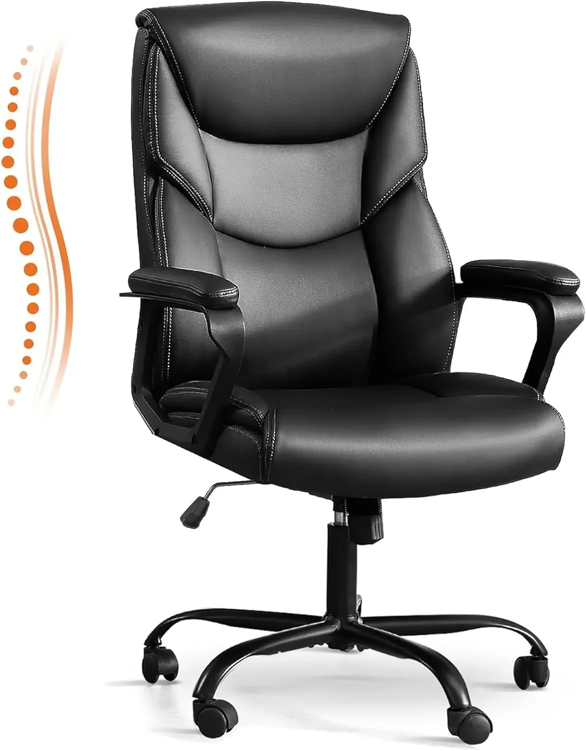 Sweetcrıspy Ev ofis koltuğu, Ergonomik Yüksek Geri Ağır büro sandalyesi Flip-up Kolları ile, PU Deri, Ayarlanabilir Döner Sandalye